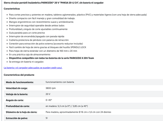 Sierra Circular PHKSA 20-Li C4 20V