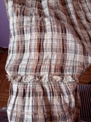 Vestido Blanco cuadros talla L