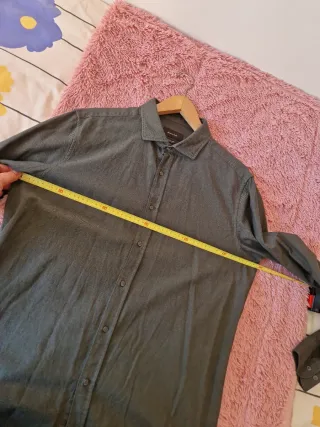 Camisa Massimo Dutti Hombre Gris/Verde