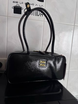 Borsa Miu Miu Nero Festa in Charol
