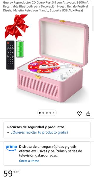 NUEVO Reproductor CD Portátil Rosa