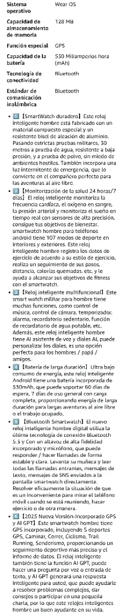 Reloj Inteligente GPS Hombre Negro