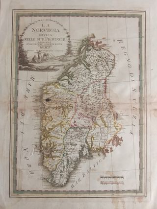 Mappa Antica Norvegia 1798 Calcografia Camerale