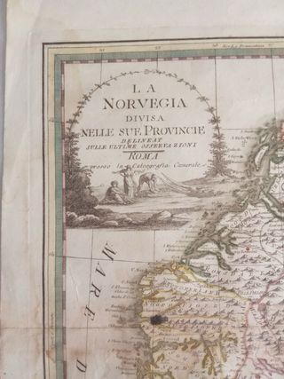 Mappa Antica Norvegia 1798 Calcografia Camerale