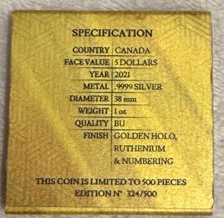 Moneda Plata Maple Leaf Golden Holo 1 oz 2021