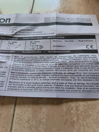 Regulador de intensidad Pulsador Simón 7500316-039