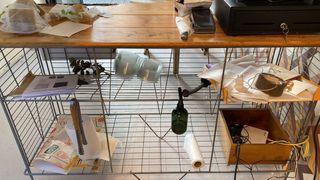 Banco vintage in legno e metallo