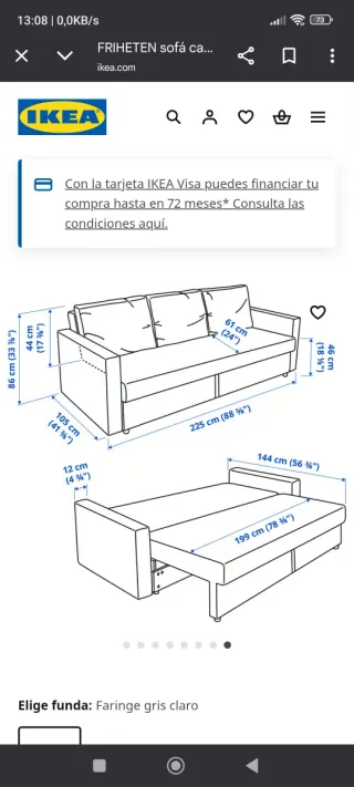 Sofá Cama IKEA Friheten Gris