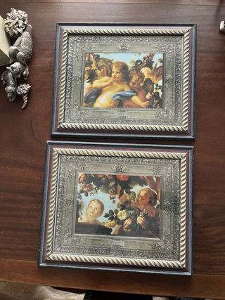 Coppia Quadri Angeli di Maratta e Cornice Barocca
