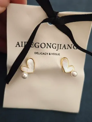 Pendientes Corazón Perla AIE GONGJIANG