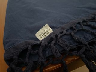 Mantel redondo azul 170cm con flecos