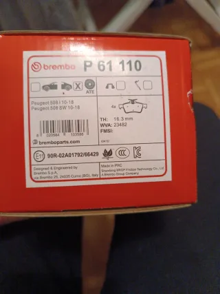 Pastillas Freno Brembo P 61 110 Peugeot 508