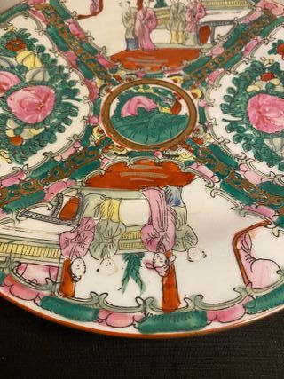 Plato Familia Rosa - Sello Qianlong - Pintado