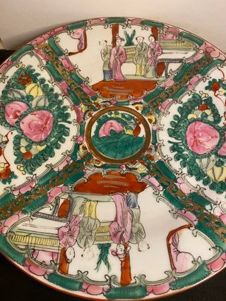Plato Familia Rosa - Sello Qianlong - Pintado