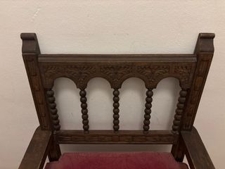 Sillón Trono Madera Vintage Cojín Granate