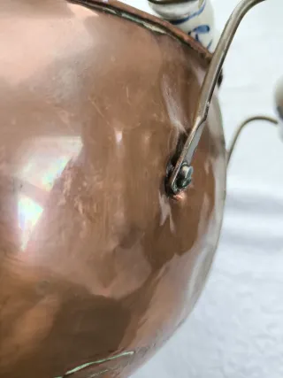 Antico cubo per carbone in rame e ottone vintage