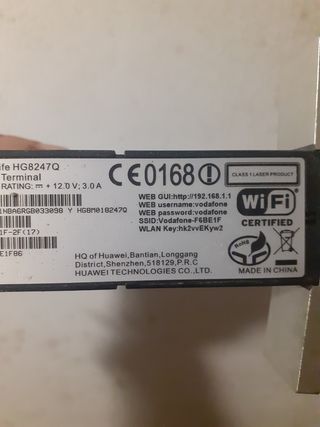 Router Huawei EchoLife HG8247Q Negro 1Gbps Vodafon