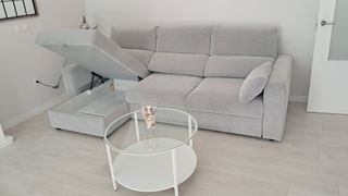 Sofá Chaise Longue tela gris