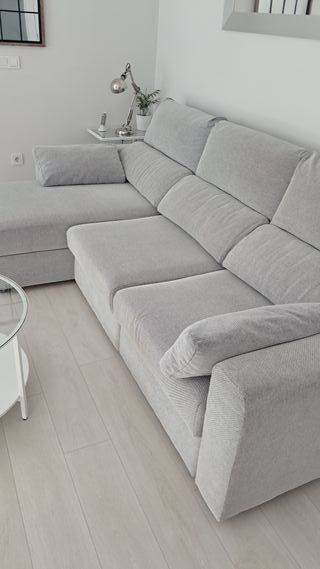 Sofá Chaise Longue tela gris