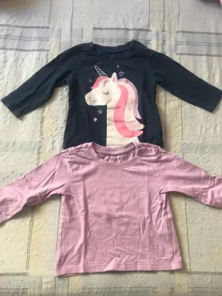 2 Camisetas Manga Larga Bebé 6-9 Meses