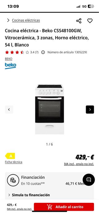 Vitrocerámica con horno Beko