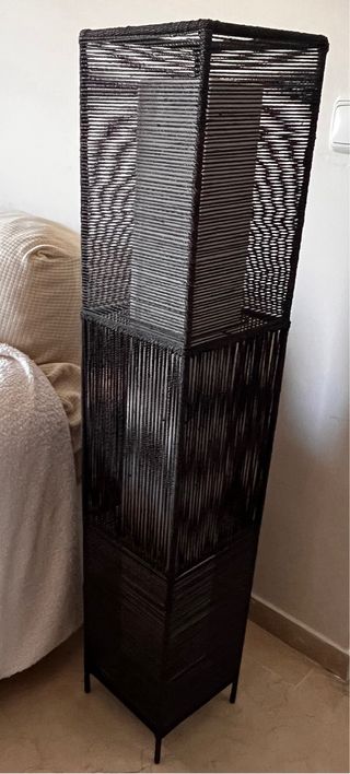 Lámpara de pie moderna tela negra, interior tela