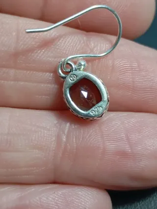 Pendientes Plata Ley Ovalados Granate