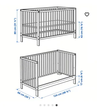 Cuna IKEA Gulliver + Colchón + Sábanas