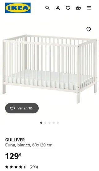 Cuna IKEA Gulliver + Colchón + Sábanas