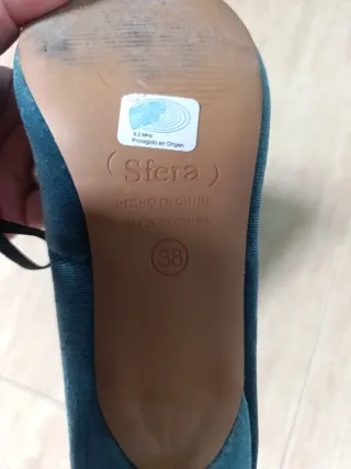 Zapatos de tacón mujer verde azulado  terciopelo.