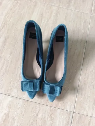 Zapatos de tacón mujer verde azulado  terciopelo.