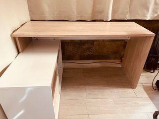 Escritorio esquinero o lineal madera y blanco