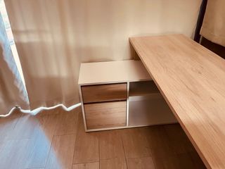 Escritorio esquinero o lineal madera y blanco