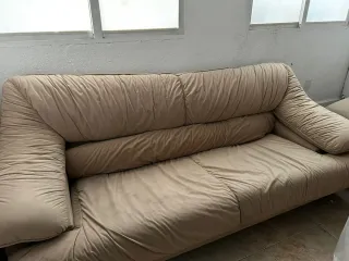 2 Sofás Beige Tela (3 y 2 Plazas)