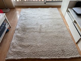 Alfombra pelo largo beige-blanca