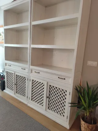 Librería madera maciza blanca