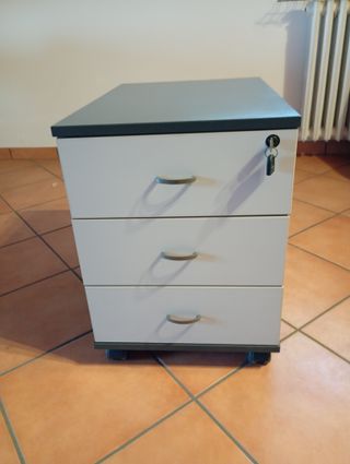 Cassettiera con ruote grigio/bianco