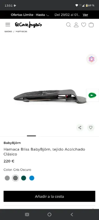Hamaca bebé BabyBjörn Bliss Acolchada