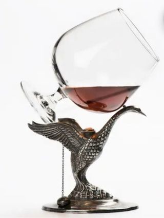 Calentador copas coñac cisne plata