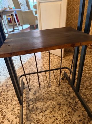 Mesa auxiliar madera y metal