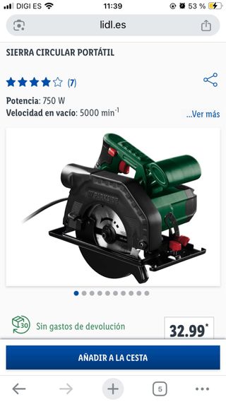 Sierra Circular Portátil Parkside PHKS 750 A1