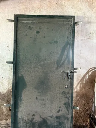 Puerta metálica verde