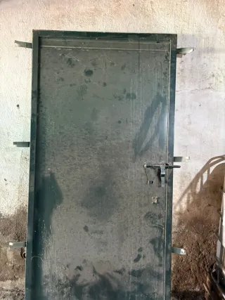 Puerta metálica verde