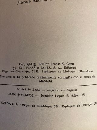 Libro Masada - Ernest K. Gann (1981)