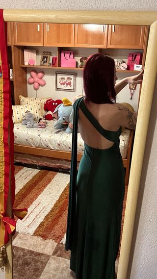 Vestido largo verde botella