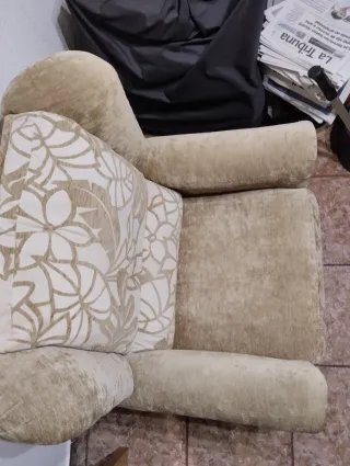 Sillón relax reclinable marrón y beige