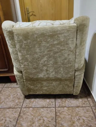 Sillón relax reclinable marrón y beige