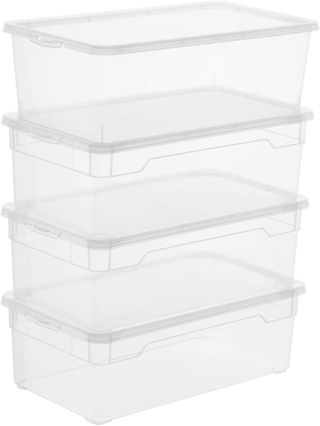 Rotho Clear Juego de 4 cajas de almacenamiento de