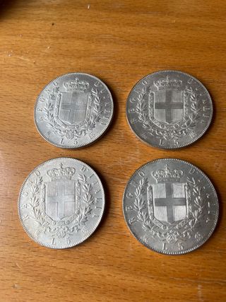 Lotto 4 Scudi 5 Lire Regno d'Italia