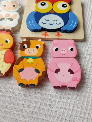 Puzle animales madera bebé, 1,2 años